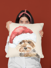 Load image into Gallery viewer, Yorkie Christmas Hat Pillow | Gift for Yorkshire Terrier Owners | Pet Memorial Gift