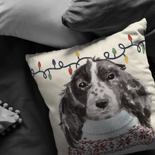 Load image into Gallery viewer, Cocker Spaniel Christmas Pillow | Christmas Sweater Pillow | Custom Dog Pillow