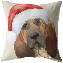 Load image into Gallery viewer, Blood Hound Christmas Pillow | Peekaboo Dog Pillow | Hound Dog Owner Gift
