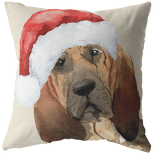 Load image into Gallery viewer, Blood Hound Christmas Pillow | Peekaboo Dog Pillow | Hound Dog Owner Gift