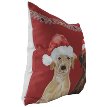 Load image into Gallery viewer, Brown &amp; Yellow Lab Christmas Pillow
