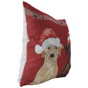 Brown & Yellow Lab Christmas Pillow