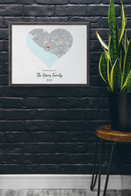 Load image into Gallery viewer, Map Print Special Places in Hearts, Map of Homes Custom Areas, Choose 1-5 Hearts/Maps
