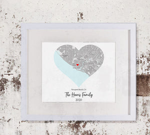 Map Print Special Places in Hearts, Map of Homes Custom Areas, Choose 1-5 Hearts/Maps