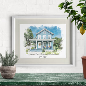 Custom Home Portrait, Realtor Closing Gift, Painting from Photo, Watercolor House