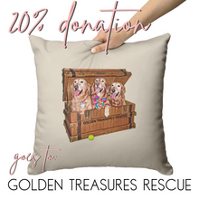 Load image into Gallery viewer, Golden Retriever Gifts, Grey Throw Pillow, for Golden Treasures Rescue
