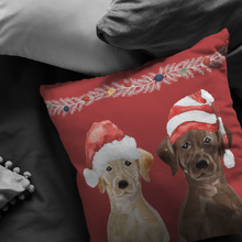 Load image into Gallery viewer, Brown &amp; Yellow Lab Christmas Pillow
