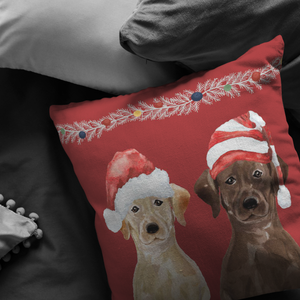 Brown & Yellow Lab Christmas Pillow