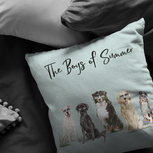 Summer Dog Pillow | Dogs with Sunglasses | Pet Throw Pillow | Gift for Pet Lovers | Pet Loss Gift