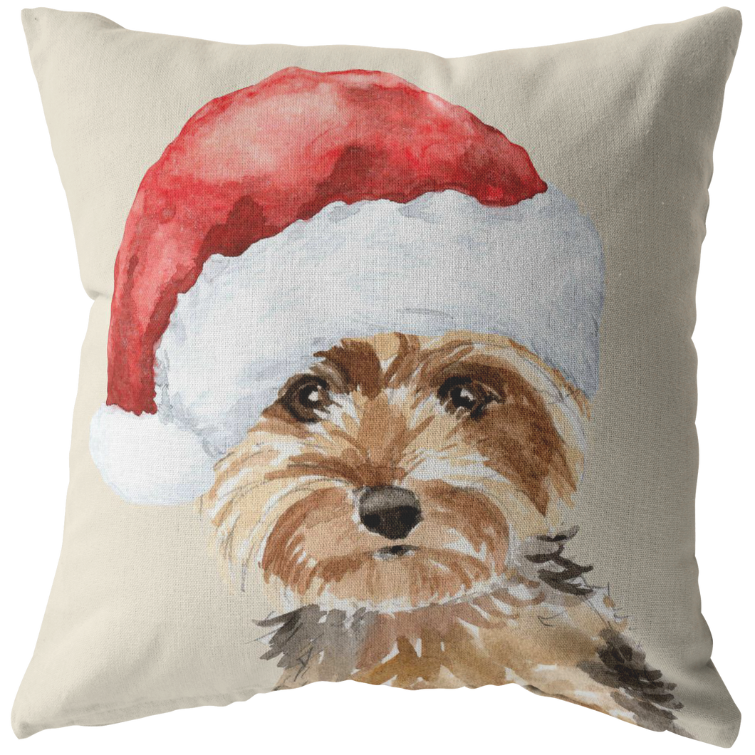 Yorkie Christmas Hat Pillow | Gift for Yorkshire Terrier Owners | Pet Memorial Gift