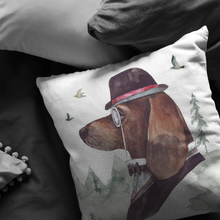 Load image into Gallery viewer, Basset Hound Throw Pillow, Dog Pillow, Pet Portrait Pillow, Gift for Dog Lovers
