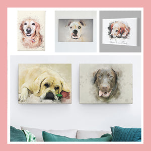 Pet Portrait Print on Canvas, Pet Loss Gift, Dog Portrait for Pet Owner, Cat Mom Dog Dad Gift