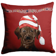 Load image into Gallery viewer, Cholcolate Lab Gifts, Christmas Dog Pillow, Brown Lab Owners Gift
