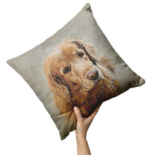 Load image into Gallery viewer, Custom Golden Retriever Portrait Pillow for Golden Treasures Rescue
