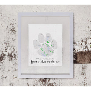 Dog Paw Print Map Art