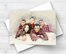 Load image into Gallery viewer, Family Portrait from Photo, Watercolor Painting of your Family, Family Illustration Print
