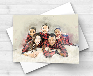 Family Portrait from Photo, Watercolor Painting of your Family, Family Illustration Print