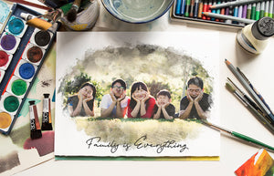 Custom Family Portrait Print | Watercolor Painting of your Family | Family Illustration