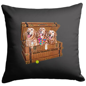 Golden Retriever Gifts, Grey Throw Pillow, for Golden Treasures Rescue