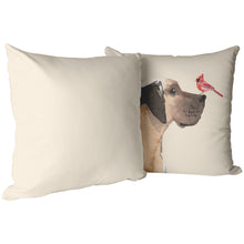 Load image into Gallery viewer, Great Dane Gifts for Christmas, Dog Decor for the Holidays, Cardinal Holiday Pillow, Pet Loss Gift
