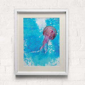 Jellyfish Print Aqua Pink color