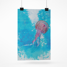 Load image into Gallery viewer, Ocean inspired Wall Art,  Nursery Room Decor,  Beach House Art and Decor,  Tropical Wall Art, Jellyfish Print, Bathroom Decor
