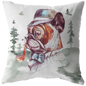 Frenchie Pillow | French Bulldog Throw Cushion | Vintage Art Decor