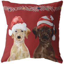 Load image into Gallery viewer, Brown &amp; Yellow Lab Christmas Pillow
