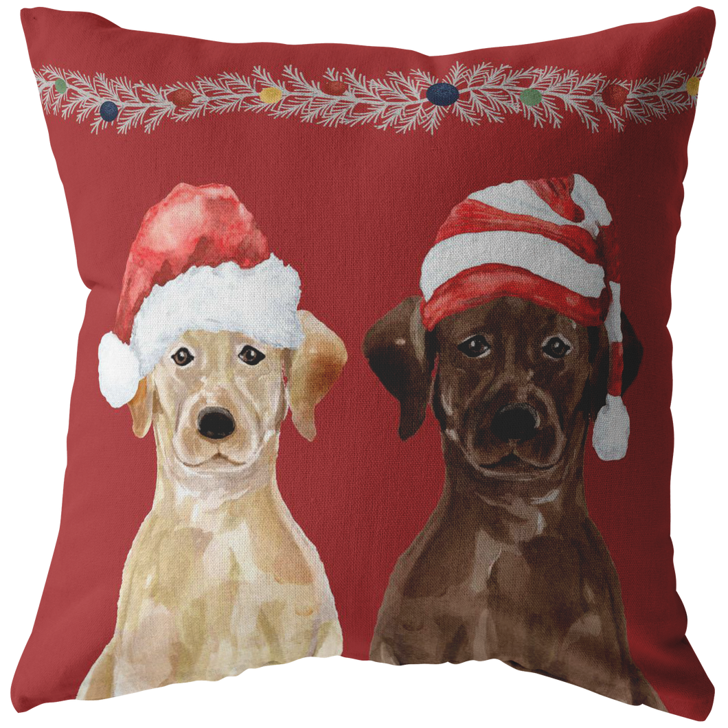 Brown & Yellow Lab Christmas Pillow