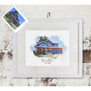Custom Home Portrait, Realtor Closing Gift, Painting from Photo, Watercolor House