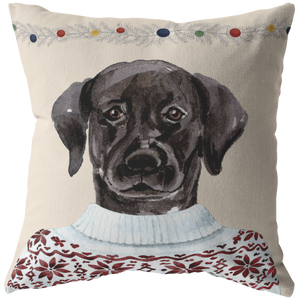 Black Lab Holiday Decor | Christmas Throw Pillow | Labrador Retriever Home Decor for the Holidays