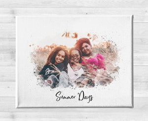 Family Portrait Watercolor Style Print on Canvas | Grandparent Gift | 1st Anniversary Present