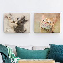 Load image into Gallery viewer, Cat portrait on Canvas Printed
