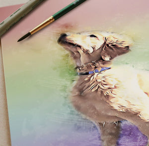 Rainbow Bridge Pet Portrait, Colorful Style Portrait of your Dog or Cat, Pet Memorial Gift