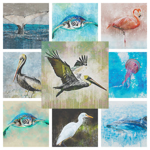 Flamingo Wall Art Print, Ocean inspired Art,  Nursery Room Decor,  Beach House Art and Decor,  Tropical Wall Art