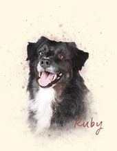 Load image into Gallery viewer, Watercolor Pet Portrait,  Portrait of your Dog or Cat, Pet Memorial Gift, Custom Portrait from Photo
