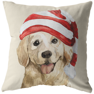 Golden Retriever Christmas Pillow | Xmas Decorative Throw Pillow | 3Pet Portrait Decor
