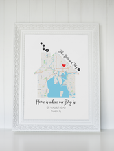 Load image into Gallery viewer, Dog Gifts, Gift For New Pet Owners, Our First Home Map Print, Personalized Gift for Cat Lovers
