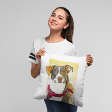 Load image into Gallery viewer, Fun Pet Portrait Pillow, Gift for Pet Owners, Pet Pillow from Photo, Portrait of your Dog
