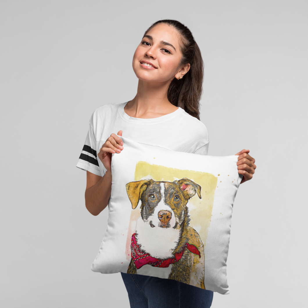 Fun Pet Portrait Pillow, Gift for Pet Owners, Pet Pillow from Photo, Portrait of your Dog