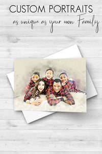 Family Portrait from Photo, Watercolor Painting of your Family, Family Illustration Print