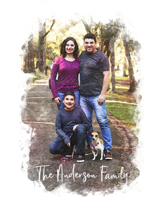 Custom Family Portrait Print | Watercolor Painting of your Family | Family Illustration