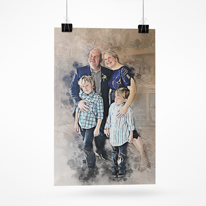 Family Portrait from Photo, Watercolor Painting of your Family, Family Illustration Print