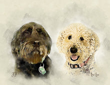 Load image into Gallery viewer, Custom Pet Portrait, Pen and Watercolor Style Portrait of your Dog or Cat, Pet Memorial Gift
