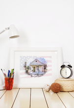 Load image into Gallery viewer, Home Portrait Print, Patriotic Print 4th July Gift idea, July 4th Decorating Home Decor, Housewarming Present, Realtor Closing Gift
