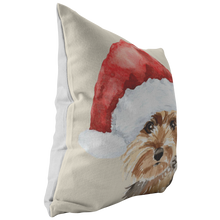 Load image into Gallery viewer, Yorkie Christmas Hat Pillow | Gift for Yorkshire Terrier Owners | Pet Memorial Gift
