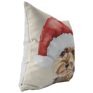 Yorkie Christmas Hat Pillow | Gift for Yorkshire Terrier Owners | Pet Memorial Gift