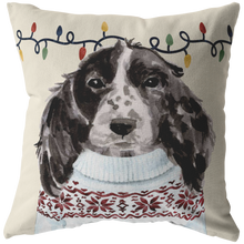 Load image into Gallery viewer, Cocker Spaniel Christmas Pillow | Christmas Sweater Pillow | Custom Dog Pillow
