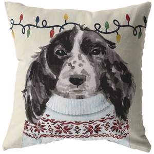 Cocker Spaniel Christmas Pillow | Christmas Sweater Pillow | Custom Dog Pillow
