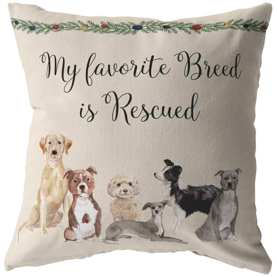 Rescue Dog Gift | Christmas Pillow for Dog Lovers | Adopt Don't Shop Decor